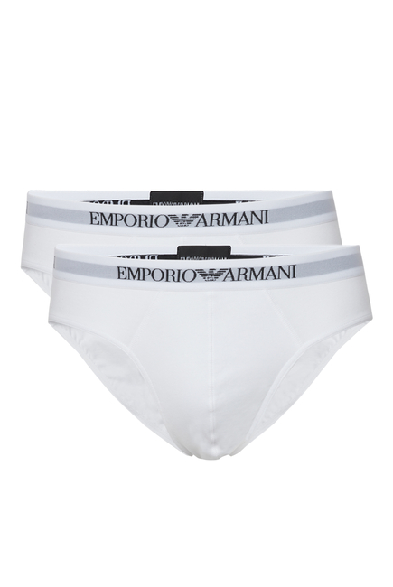 Emporio Armani Stretch-Cotton Logo Briefs, Set of Two